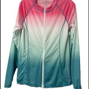 Banana Boat Women's Long Sleeve Rashguard UPF50+ Sun Protective Swim Shirt Zip L